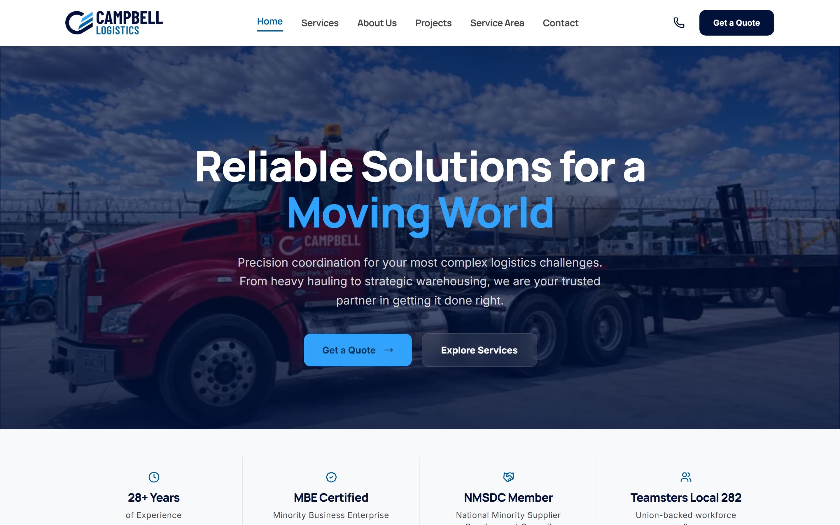Campbell Logistics case study hero, built by Kenaz Works